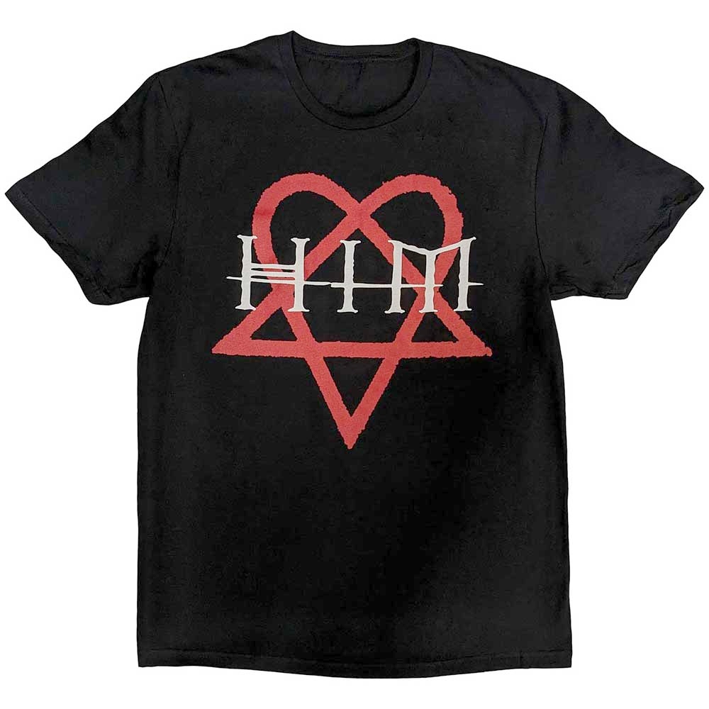 Him - Heartagram Heren Tshirt - Zwart
